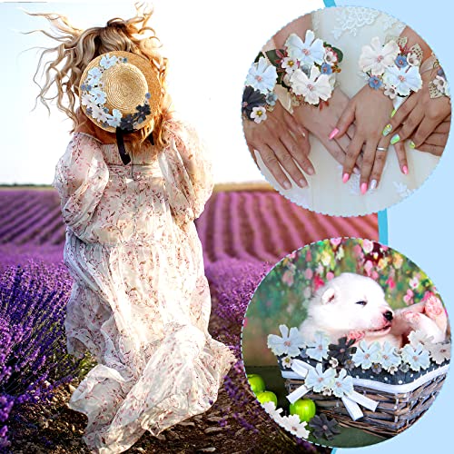 Geosar 120 Pcs Small Flowers for Crafts Mini Faux Flowers Artificial Silk Fabric Floral Arrangement Decor for DIY Wreath Bouquets Wedding Baby in Bloom Baby Shower Home Decor(Blue,Fresh Style) - Image 4