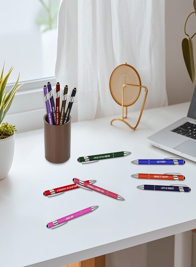Bcautay 12 Pcs Inspirational Ballpoint Pens Motivational Ballpoint Pen with Stylus Tip Motivational Black Ink Retractable Quotes Pen for Teachers Office School Meetings Team Events - Image 5
