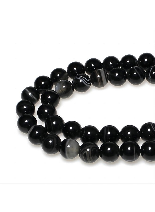 MJDCB Natural Black Striped Agate Round Loose Beads For Jewelry Making Diy Bracelet Necklace (4Mm) - Image 1