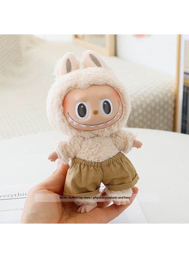 Labubu Doll Clothes 17cm Macaroon Vinyl Doll Labubu Doll Clothes Dress For T-Shirt Jeans-Specifications:Suitable For The First And Second Generation (excluding Baby)-Color:Khaki Shorts (doll Not Included)  - Image 1