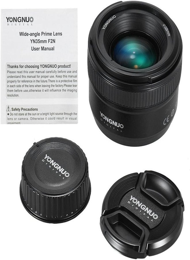 يونجنيو عدسة YONGNUO YN35mm F2N، عدسة واسعة الزاوية ثابتة البعد البؤري، بفتحة عدسة 1:2، تركيز تلقائي، يدوي، لكاميرات نيكون DSLR - Image 3