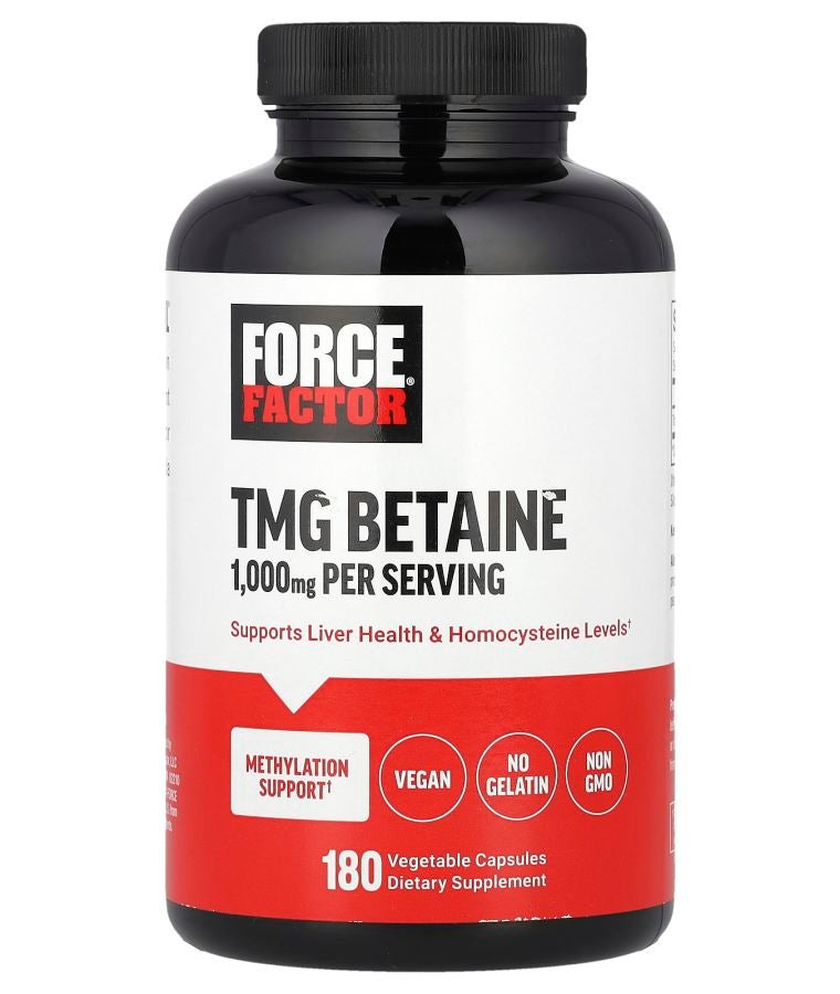 Force Factor TMG Betaine 180 Vegetable Capsules (500 mg per Capsule)