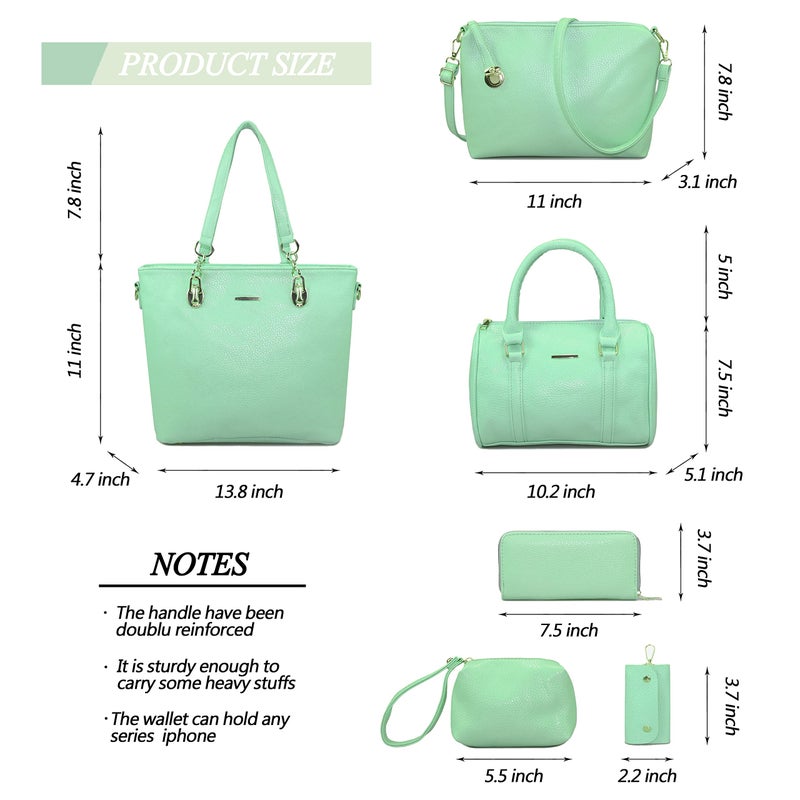 2E-youth Designer Purses and Handbags for Women Satchel Shoulder Bag Tote Top Handle Bag (4D-light green) - Image 5