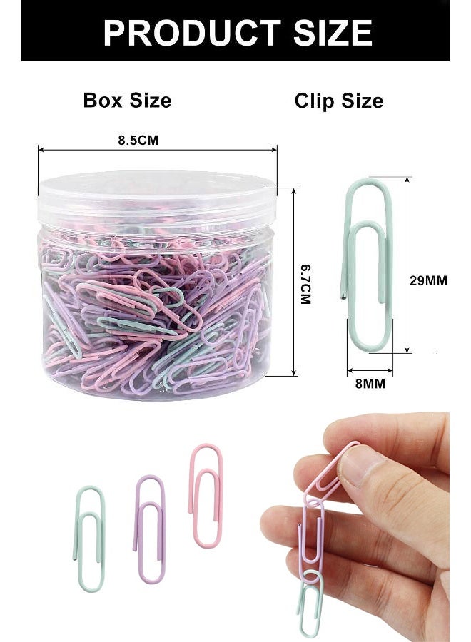 Colored  Paper Clips, 200pcs 29 mm Paper Clip Paperclips Colorful Clips for Paperwork Ideal for Home, School and Office Use Colored (Morandi color, 10*29mm) - Image 2