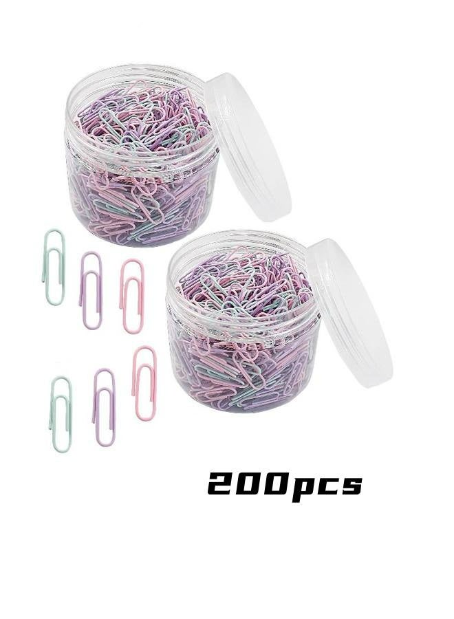 Colored  Paper Clips, 200pcs 29 mm Paper Clip Paperclips Colorful Clips for Paperwork Ideal for Home, School and Office Use Colored (Morandi color, 10*29mm) - Image 1