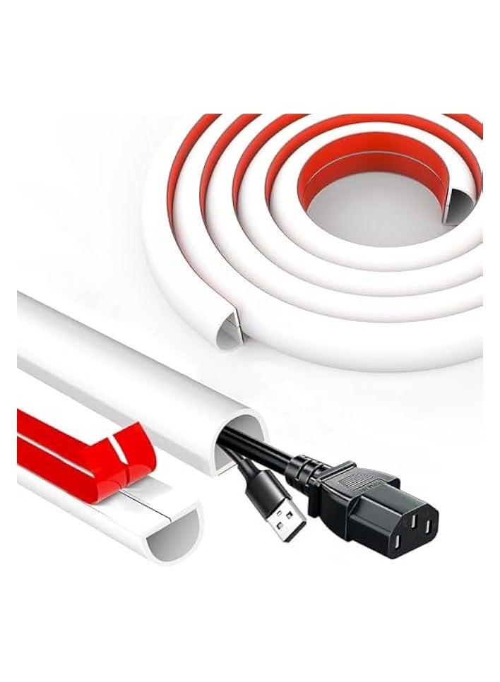 erorex Wall Cord Hider 118 Inch - Self-Adhesive Wire Cover Raceway for Walls, Flexible PVC Cable Concealer, Cord Covers for Wires on Wall for Home and Office, W0.59 H0.39in - Image 1