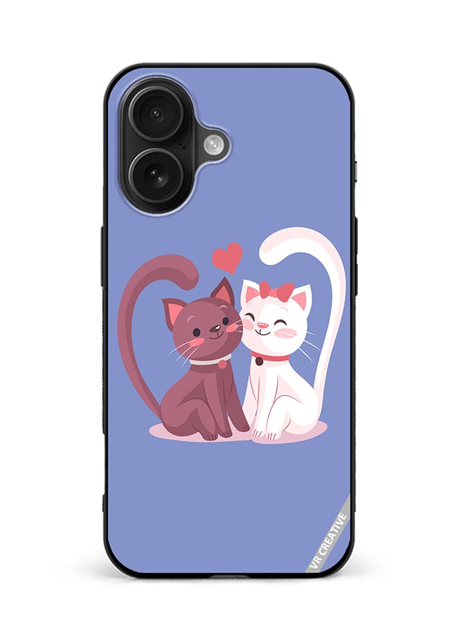 Protective Case Cover For Apple iPhone 16 Love Cat Design Multicolour