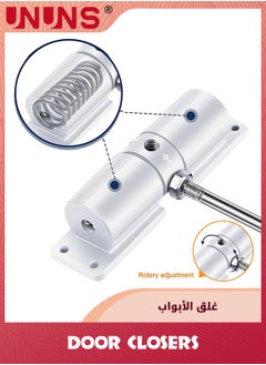 UNUNS Automatic Door Closer,Zinc Alloy Safety Spring Door Closer With 4 screws,Adjustable 30 kg Closing Door Hinge,White  - Image 3