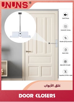 UNUNS Automatic Door Closer,Zinc Alloy Safety Spring Door Closer With 4 screws,Adjustable 30 kg Closing Door Hinge,White  - Image 5