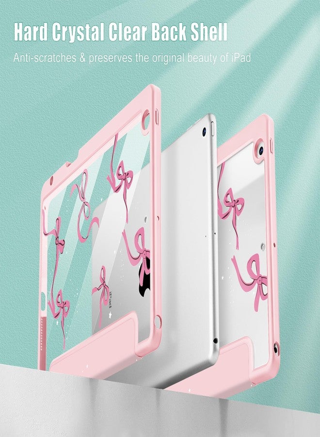May Chen for iPad 9th Generation with Pencil Holder, iPad 8th/7th Gen Case 10.2-inch, [Penceil Holder] Trifold Stand Auto Wake/Sleep Clear TPU Protection Back Cover, Pink Bows - Image 4