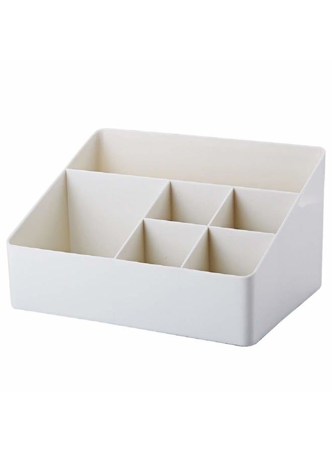 Granvela Home Organizer Bedside Table Organizer Makeup Organizer |Cosmetics Storage Box - 6 Compartments (White) - Image 1