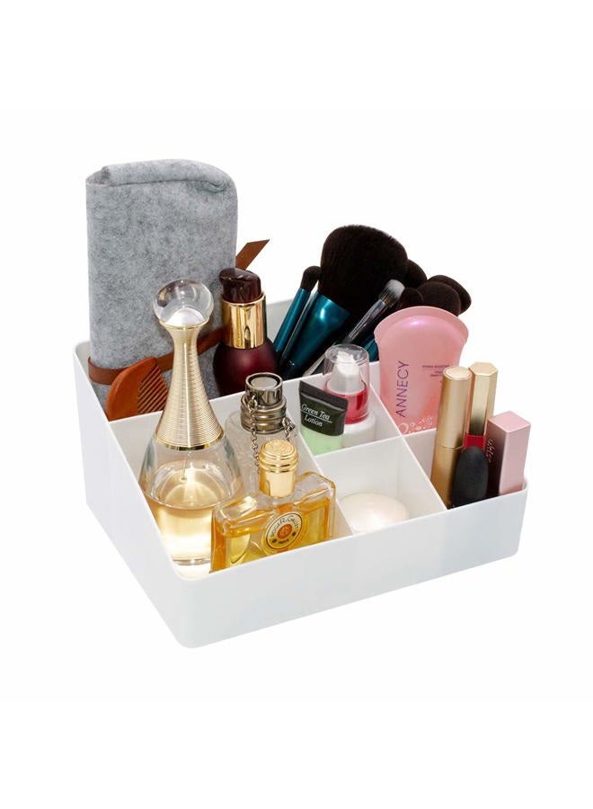 Granvela Home Organizer Bedside Table Organizer Makeup Organizer |Cosmetics Storage Box - 6 Compartments (White) - Image 3