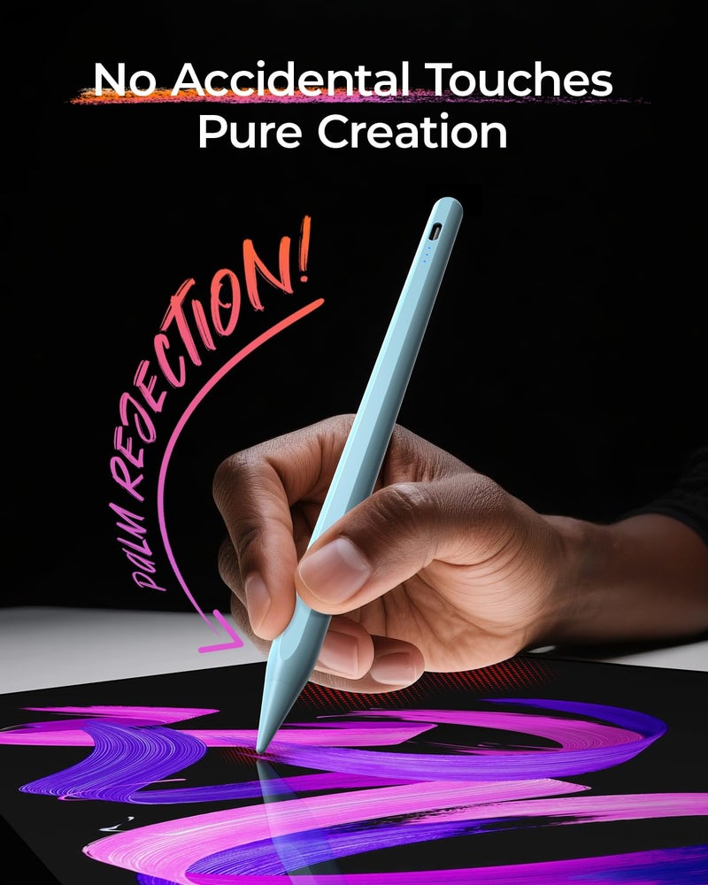 JAMJAKE قلم Stylus لجهاز Apple iPad شحن أسرع 5X، قلم متوافق مع iPad 6-11 الجيل، iPad Air 3-5/M2/M3، iPad mini 5/6، iPad Pro 11"/12.9"/M4، تشغيل/إيقاف بالضغط المزدوج - أزرق - Image 4