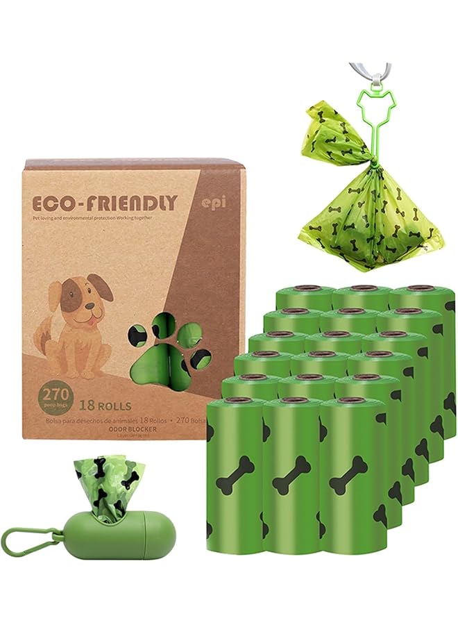 Standard Dog Poop Bags With Dispenser And Leash Clip Unscented 270 Count 18 Pack Of 15 33 X 22.8 Centimeters  - Image 1