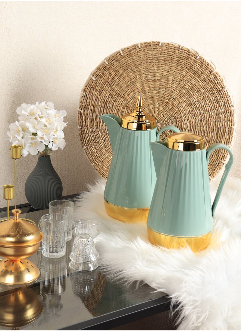 HOMEVEO Luxury tea and coffee thermos set - elegant design with golden touches - high-quality thermal insulation that maintains heat for long periods - 1 liter capacity 