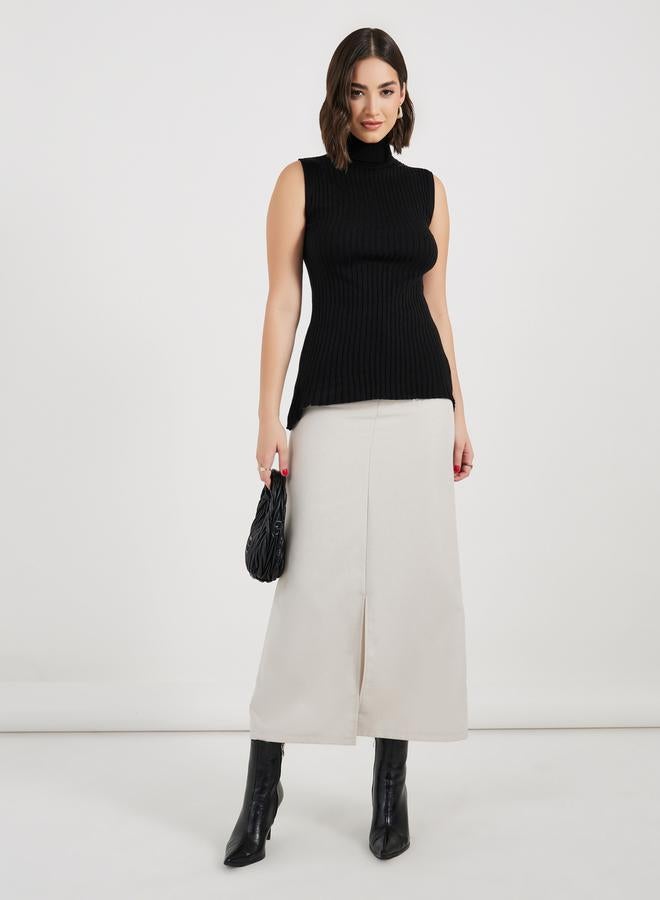 ستايلي سويتر بلا أكمام بياقة عالية - Image 2