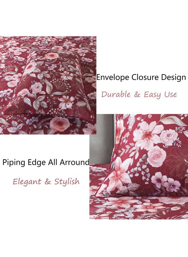 FADFAY Floral Sheets Set Queen Vintage Red Floral Bedding Shabby Pink Rose Elegant Peony Sheets Farmhouse Bedding 800 Thread Count 100% Egyptian Cotton Soft Deep Pocket Fitted Sheet 4Pcs, Queen Size - Image 5