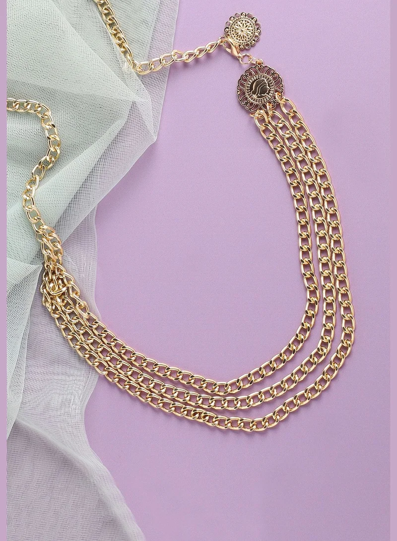 SOHI Gold Plated Designer Party Waist Chain For Women