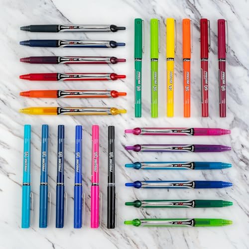 PILOT Precise V5 RT Refillable & Retractable Liquid Ink Rolling Ball Pens, Extra Fine Point (0.5mm) Black/Blue/Red Inks, 3-Pack (26053) - Image 5