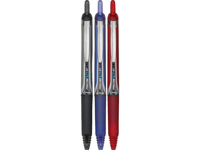 PILOT Precise V5 RT Refillable & Retractable Liquid Ink Rolling Ball Pens, Extra Fine Point (0.5mm) Black/Blue/Red Inks, 3-Pack (26053) - Image 2