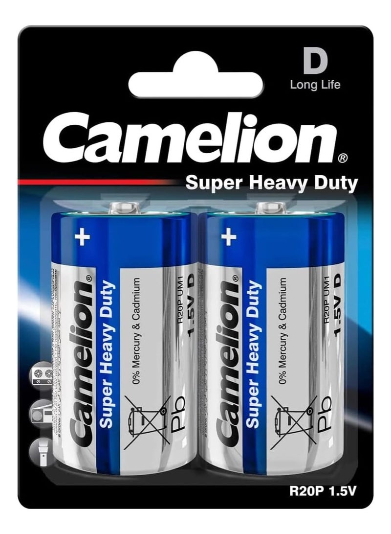 Camelion CAMELION Super Heavy Duty Mono Battery 1.5 V Type D/R20 Pack of 2 72 Packs  - Image 2