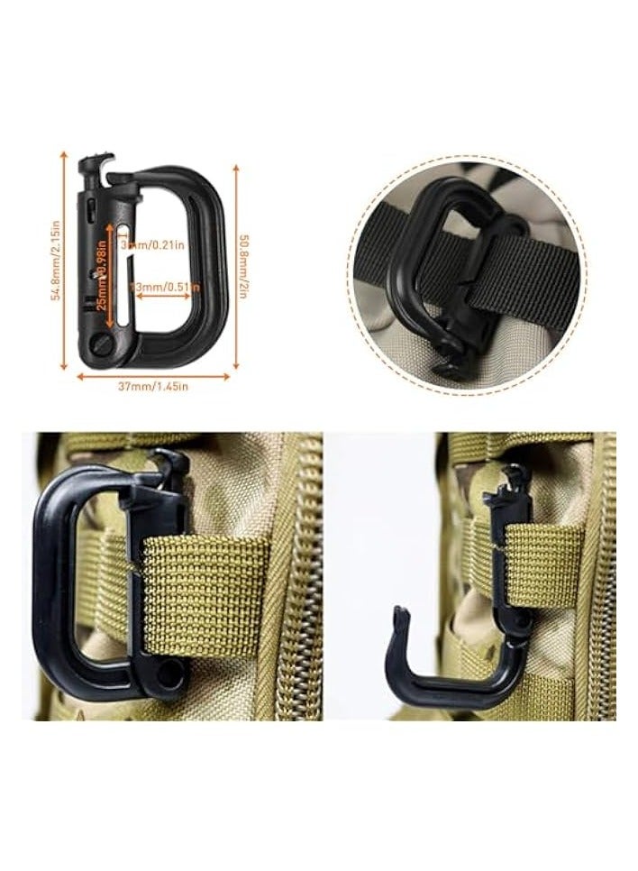 erorex Molle Accessories Kit of 28 Attachments, Elastic Strings Strap, D-Ring Locking Gear Clip, for 30mm Webbing Strap Tactical Backpack Web Dominator (Black) - Image 4