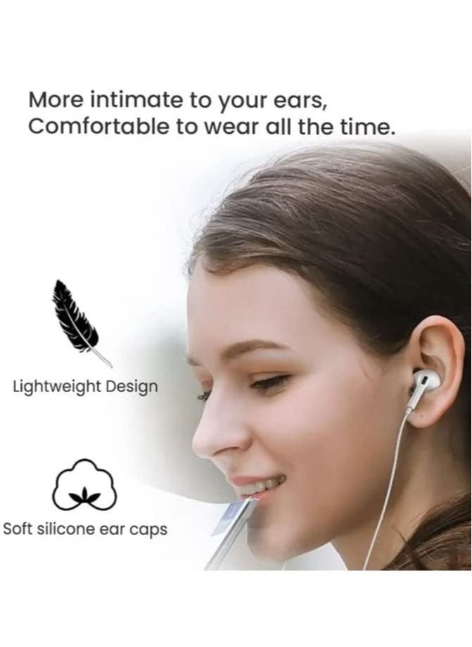 ELTRAZONE - Type-C Earphones with Wired Headset Panel Has Microphone And Volume Control Keys In Ear Wired Handsfree Heavy Bass Sound Quality Music Hi Fi Stereo Headsets For Huawei Phone & All Others (White) - Image 1