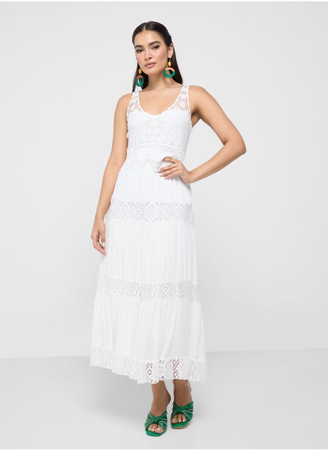 Lace Trimmed Maxi Dress