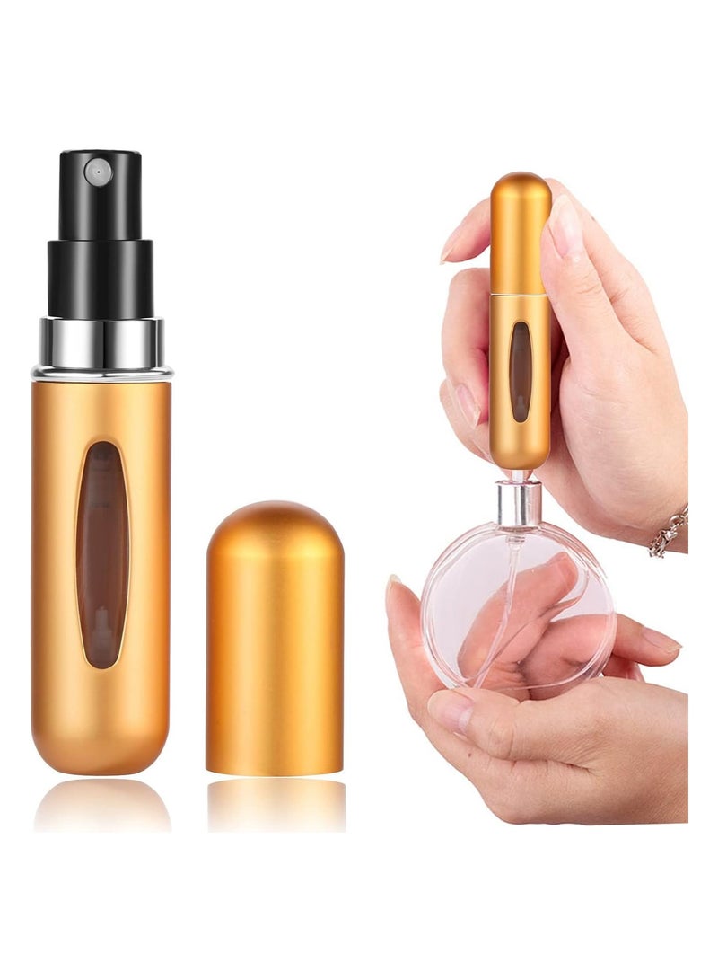 زجاجة رذاذ عطر فارغة صغيرة محمولة قابلة لإعادة الملء بسعة 5 مل، زجاجة عطر رذاذ للسفر والرحلات (`ذهبى) - Image 1