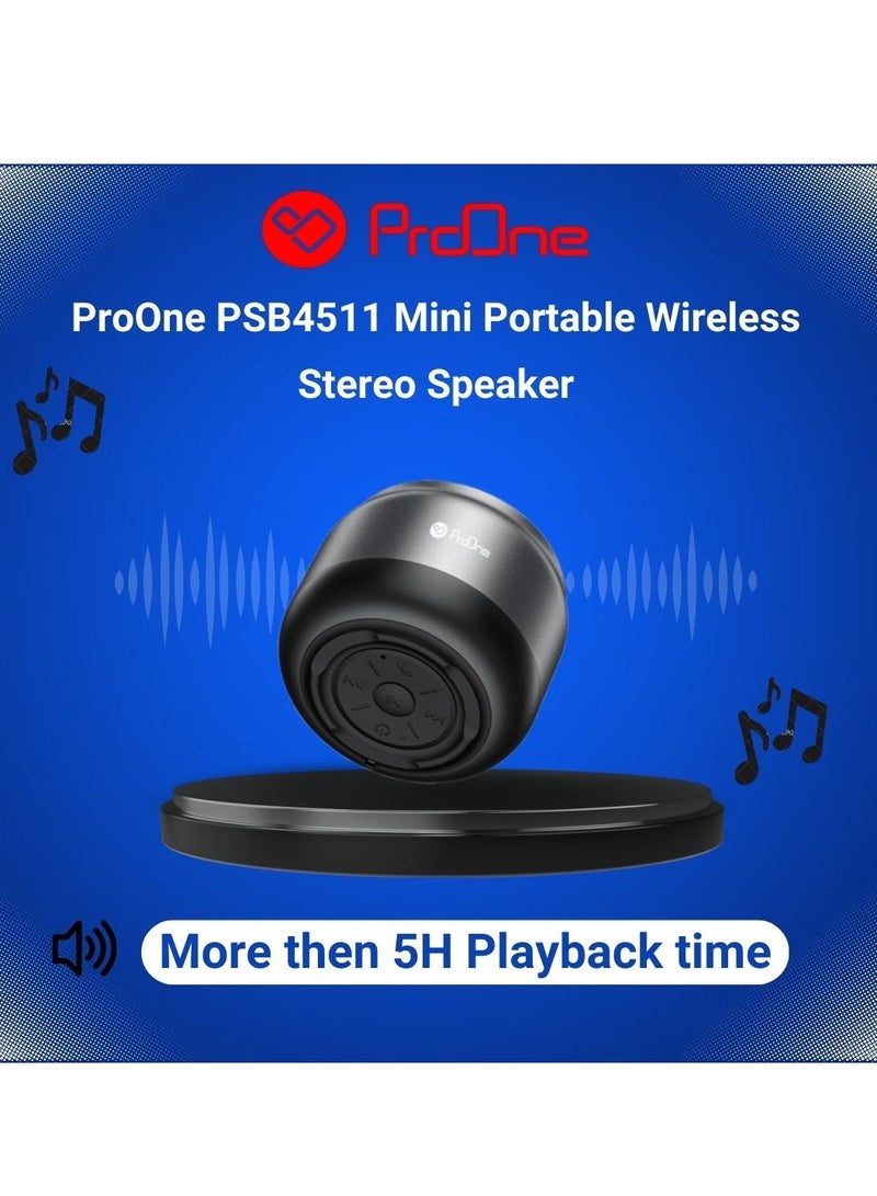 ProOne ProOne PSB4511 Mini Portable Wireless Outdoor Stereo Speaker - Bluetooth Speaker with Up to 6 Hours Playtime,Enhanced Bass, Waterproof, Long Battery Life, Compact Design  - Image 2