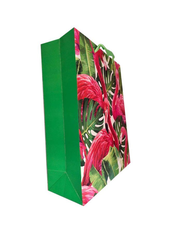 إسكدنيا حقيبة هدايا بطبعة فلامينجو أبيض/وردي/أخضر - Image 2