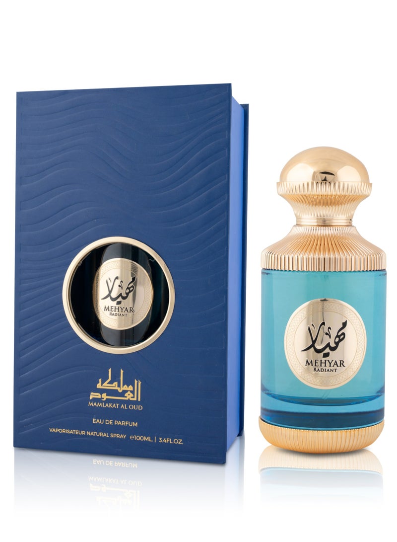 Mamlakat Al Oud Mehyar Radiant Eau De Parfum for Men – 100 ml | Fresh Woody Citrus Fragrance with Bergamot & Sandalwood  - Image 1