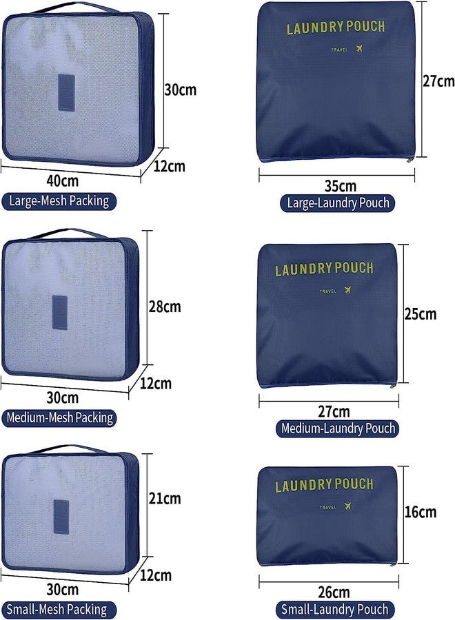 TAGUDA حقيبة تنظيم السفر من تاجودا مكونة من 7 قطع / 6 قطع لتوفير المساحة للرجال والنساء، مكعبات تعبئة الملابس للسفر (6 أكياس - أزرق داكن) - Image 4