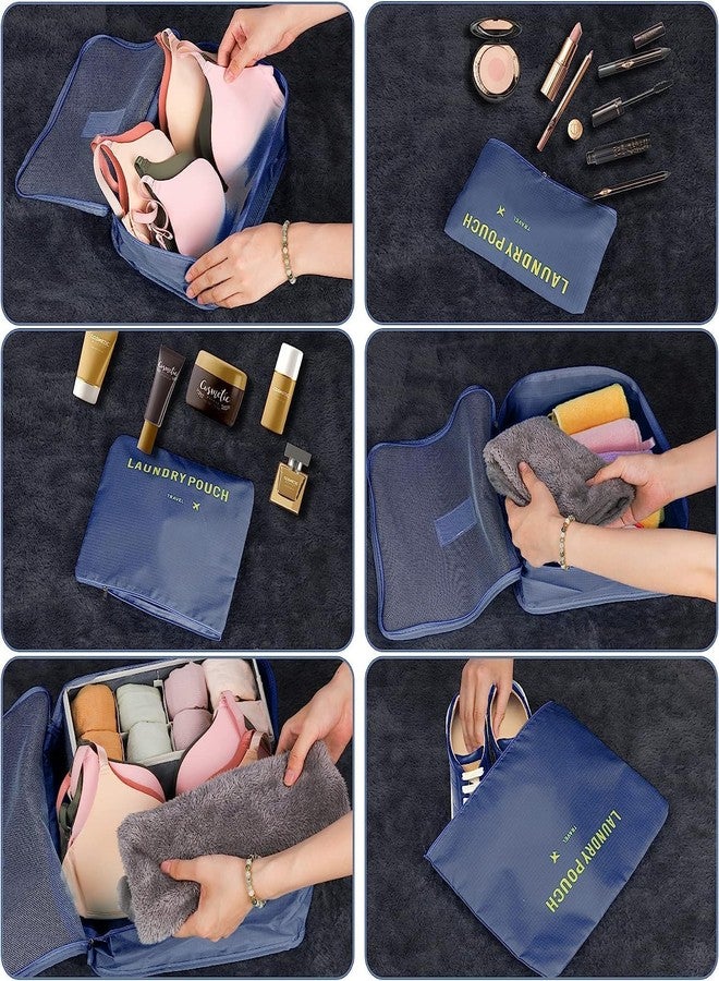 TAGUDA حقيبة تنظيم السفر من تاجودا مكونة من 7 قطع / 6 قطع لتوفير المساحة للرجال والنساء، مكعبات تعبئة الملابس للسفر (6 أكياس - أزرق داكن) - Image 2