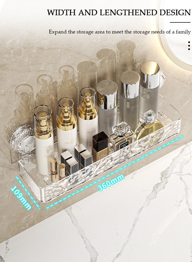 DUNISO Suction Cup Storage Holder Bathroom Organizer  , Prevent Water Accumulation Wave Pattern  Wall Mount Suction Cup Storage Basket, No Drilling Shower Caddy Holder for Makeup, Toothbrush, Skincare Products - Image 3