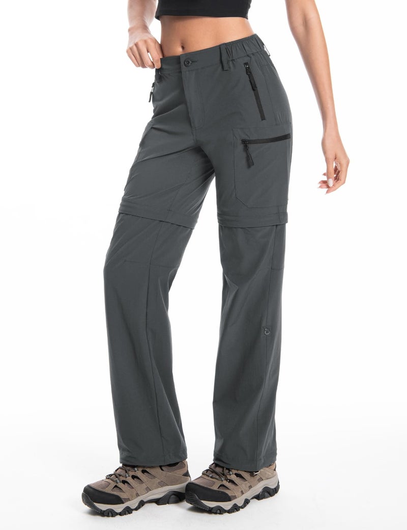 Wespornow Women's-Hiking-Pants Convertible-Zip-Off-Quick-Dry-Pants for Cargo, Camping, Travel, Outdoor, Fishing, Safari (Grey, Large) - Image 2