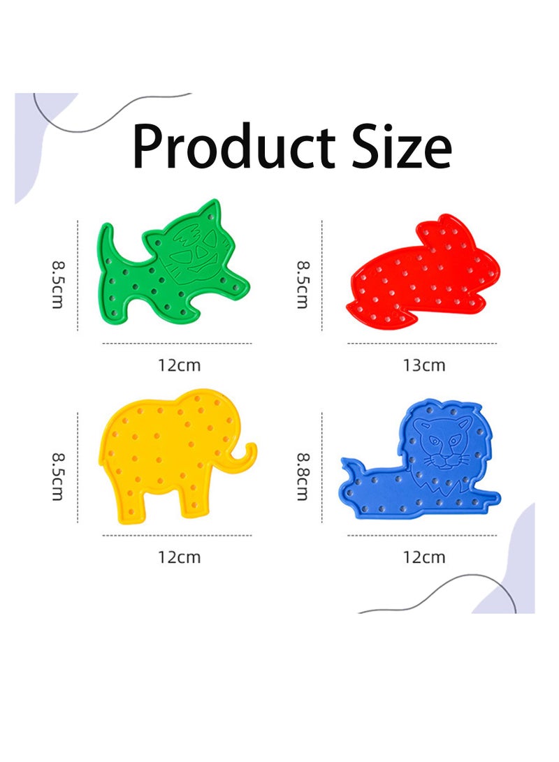 SUNSAR 8PCS Threading Toys Fine Motor Skills Toys Toddler Threading Toy,  Animal Shapes Lacing Cards with Lines, Early Learning Game Toys(Random Color) - Image 2
