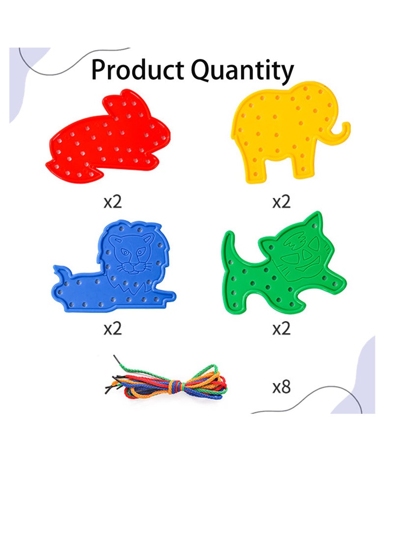 SUNSAR 8PCS Threading Toys Fine Motor Skills Toys Toddler Threading Toy,  Animal Shapes Lacing Cards with Lines, Early Learning Game Toys(Random Color) - Image 3