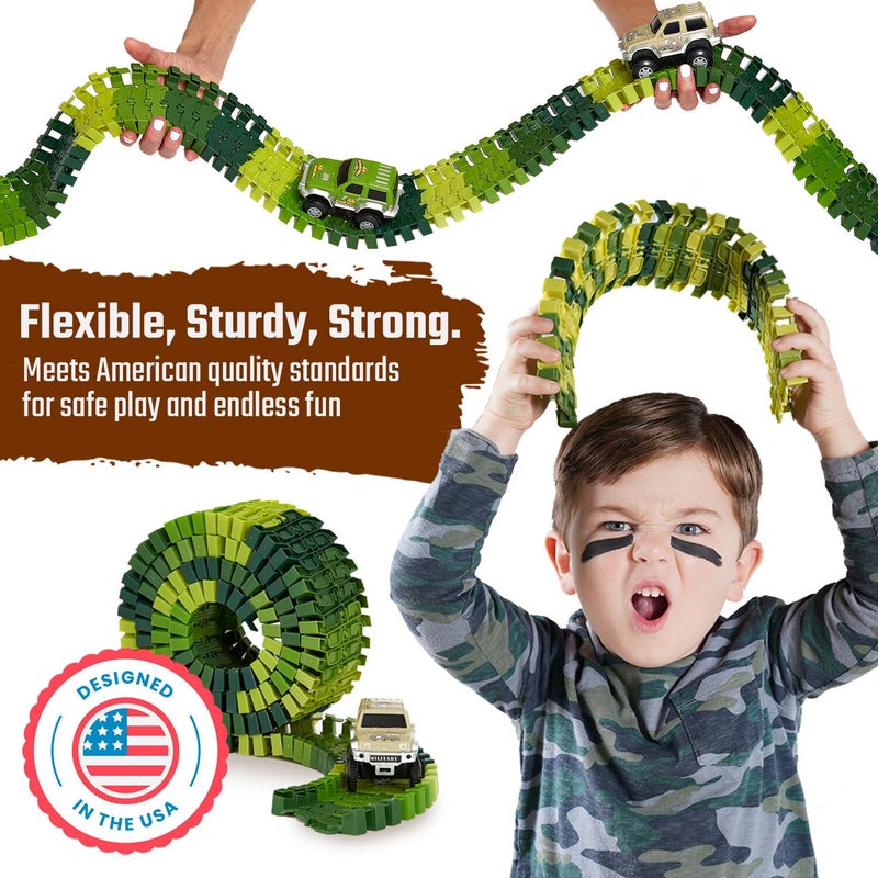 JITTERYGIT Dinosaur Jurassic Race Track Train Glow in The Dark World Toy Set, Kids Dino Racetrack Park Includes T-Rex & Triceratops Playset - Best Birthday Gift for Boys & Girls 3 4 5 6 7 8 Year Old - Image 5