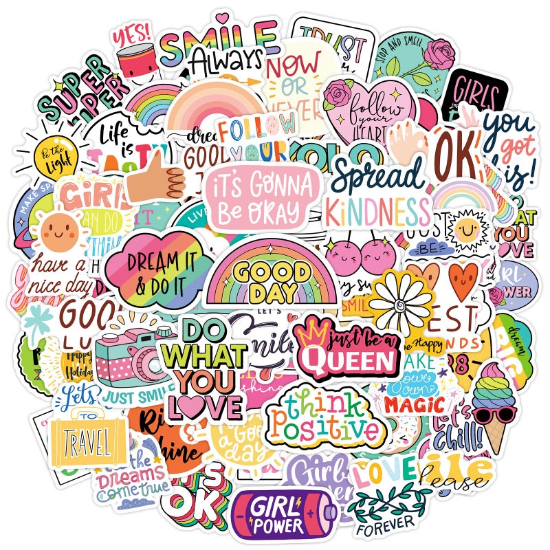 YAMIOW 160pcs Cute Positive Words Stickers for Kids Teens Adults, VSCO Trendy Stickers for Girls, Inspirational Stickers for Water Bottle Laptop Scrapbooking, Waterproof Vinyl Stickers Pack - Image 1