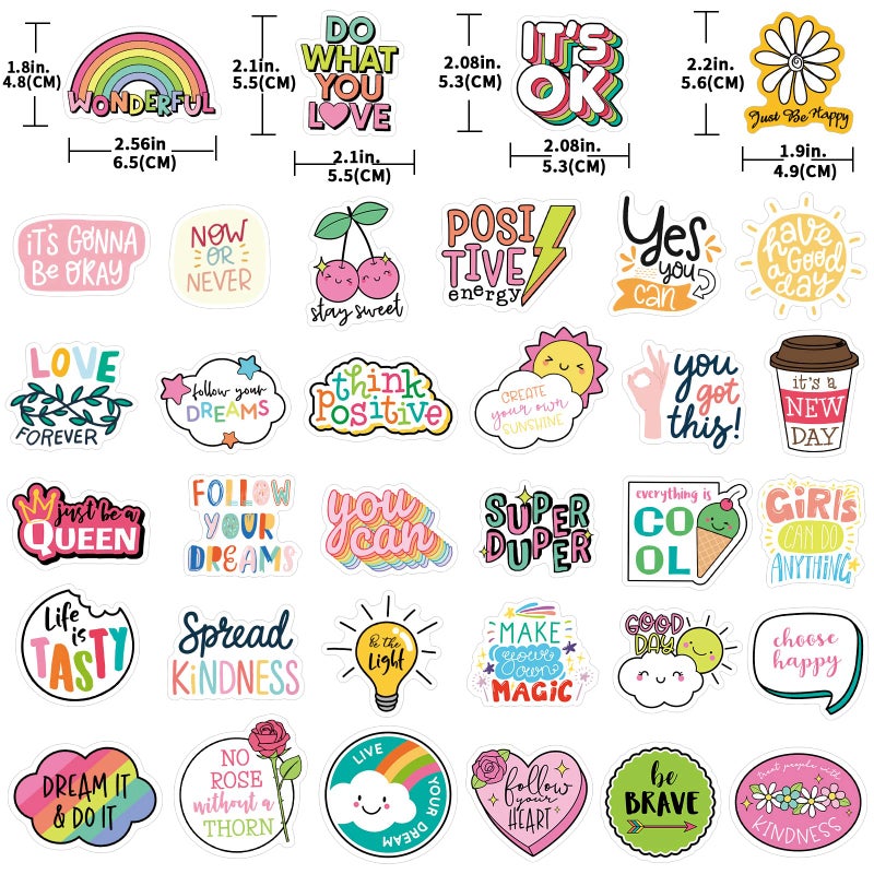 YAMIOW 160pcs Cute Positive Words Stickers for Kids Teens Adults, VSCO Trendy Stickers for Girls, Inspirational Stickers for Water Bottle Laptop Scrapbooking, Waterproof Vinyl Stickers Pack - Image 3