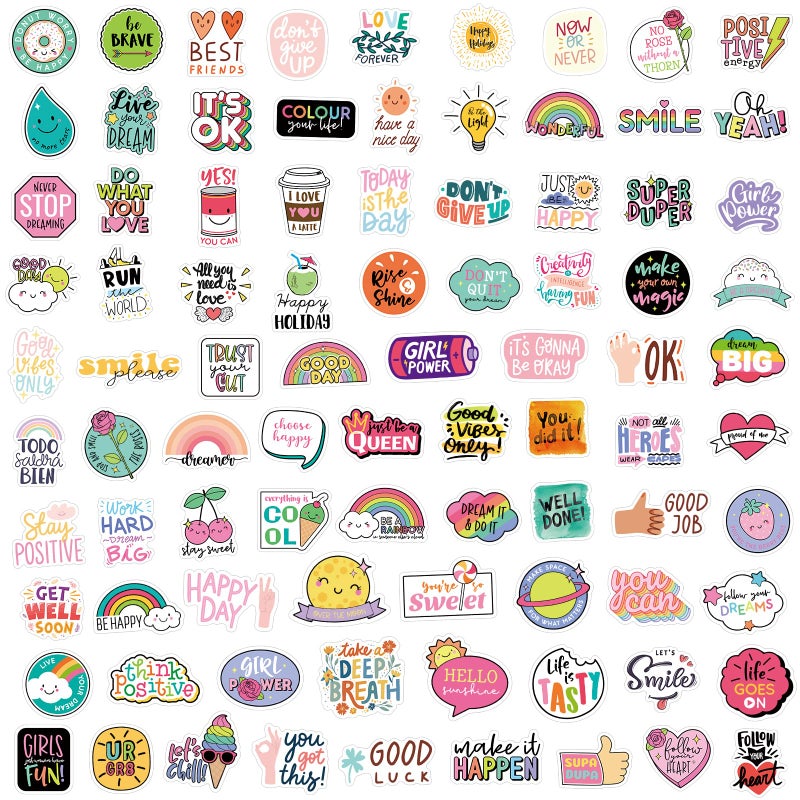 YAMIOW 160pcs Cute Positive Words Stickers for Kids Teens Adults, VSCO Trendy Stickers for Girls, Inspirational Stickers for Water Bottle Laptop Scrapbooking, Waterproof Vinyl Stickers Pack - Image 2