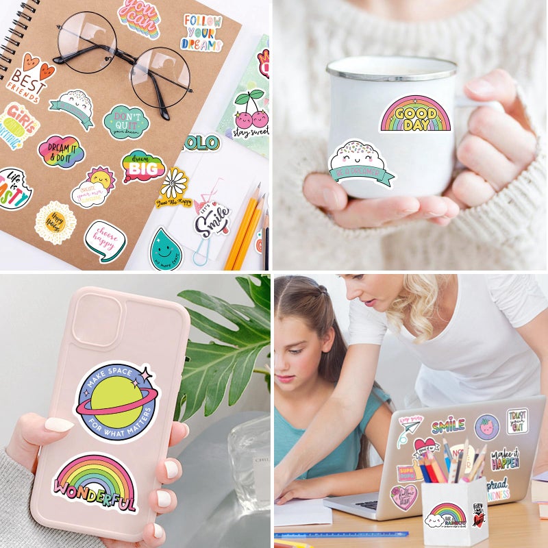 YAMIOW 160pcs Cute Positive Words Stickers for Kids Teens Adults, VSCO Trendy Stickers for Girls, Inspirational Stickers for Water Bottle Laptop Scrapbooking, Waterproof Vinyl Stickers Pack - Image 4