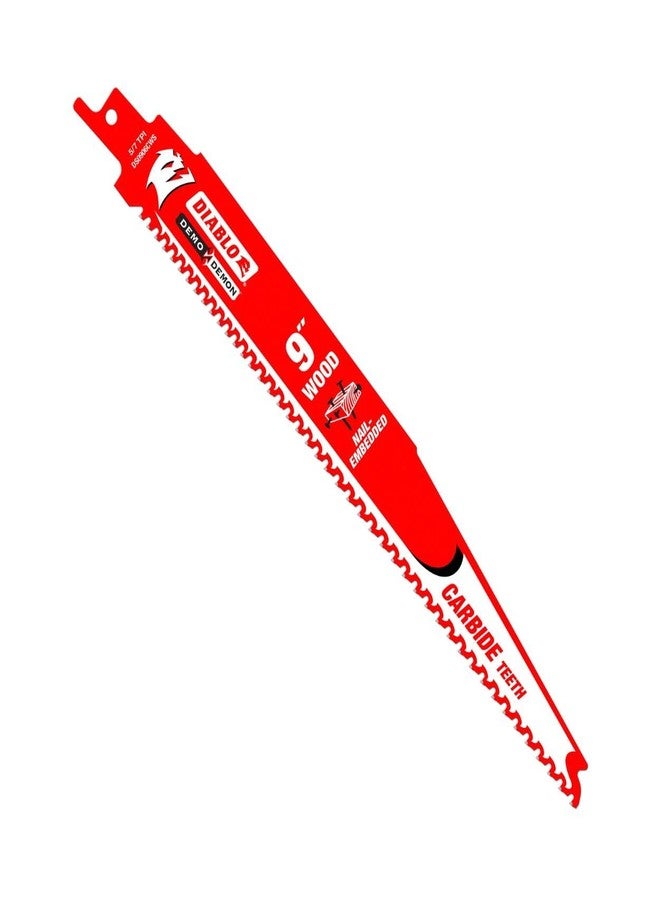 Diablo Demo Demon Carbide Teeth Reciprocating Saw Blades for Nail-Embedded Wood - Carbide Tooth Design - 9" Length, 5/7 TPI, 3-Pack - DS0906CWS3 - Image 1