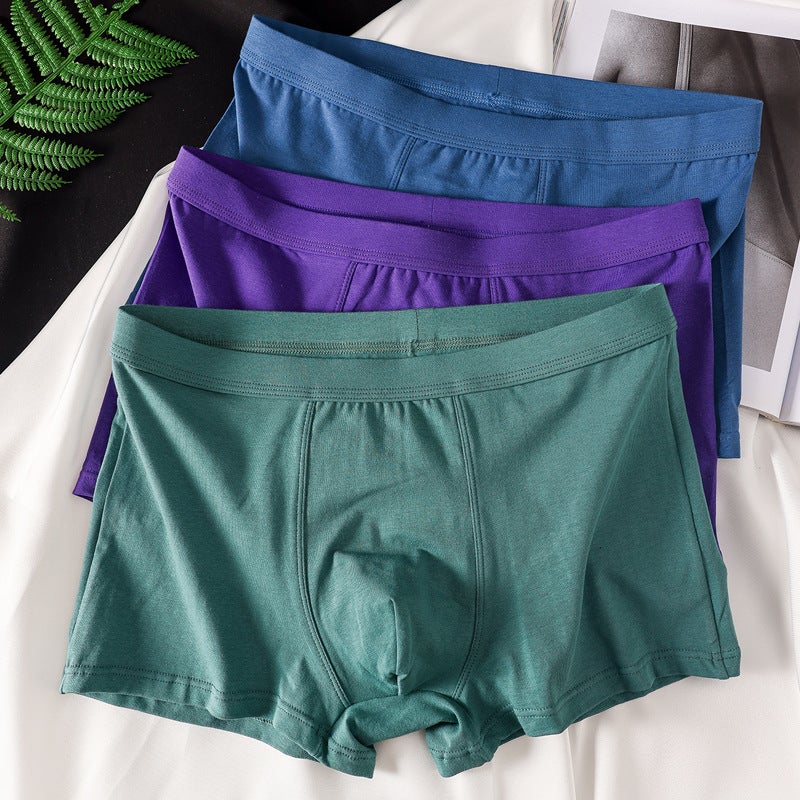 Men'S Pure Cotton Underwear Trendy Youth Solid Color Boxer Briefs Breathable Comfortable Mid-Waist Boxer Shorts Men'S Shorts - Image 1