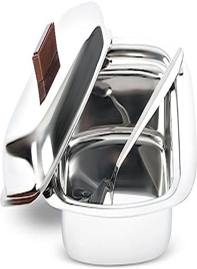 DiBha Stainless Steel Large Butter Dish with Butter Spoon and Lid, Butter Container, 500GM Butter Box, Fridge Storage Container, Butter Tray for White Butter - Image 3