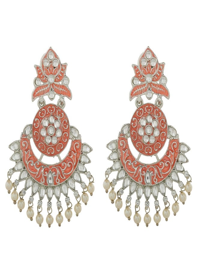 Estele Stylish & Traditional Meenakari Drop Earrings Collection with Pearls for Girls & Women's - Image 1