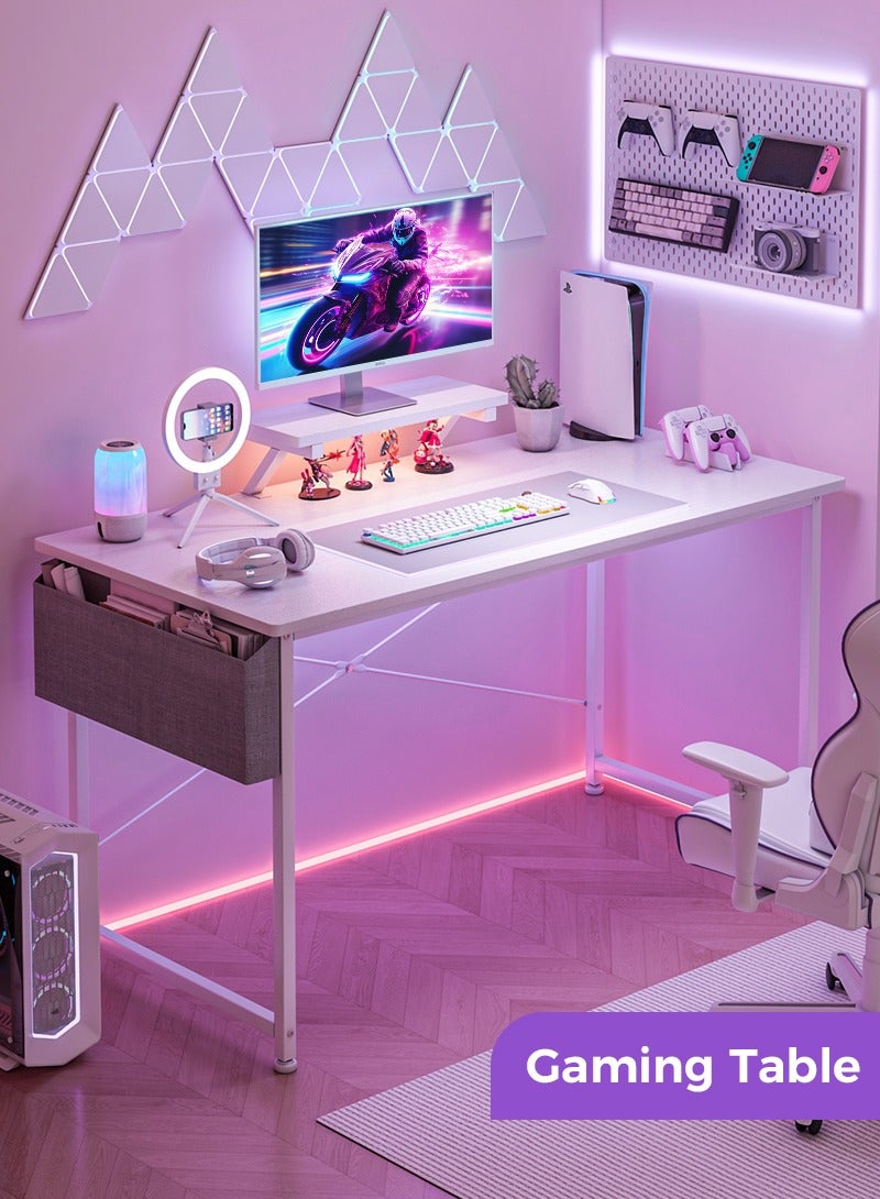 Gaming table with Monitor Stand and Fabric Storage Bag, Easy Assembly Computer Desk for Work, Study, Writing and Gaming, Home Office Desks & Workstations, 110*50*75CM