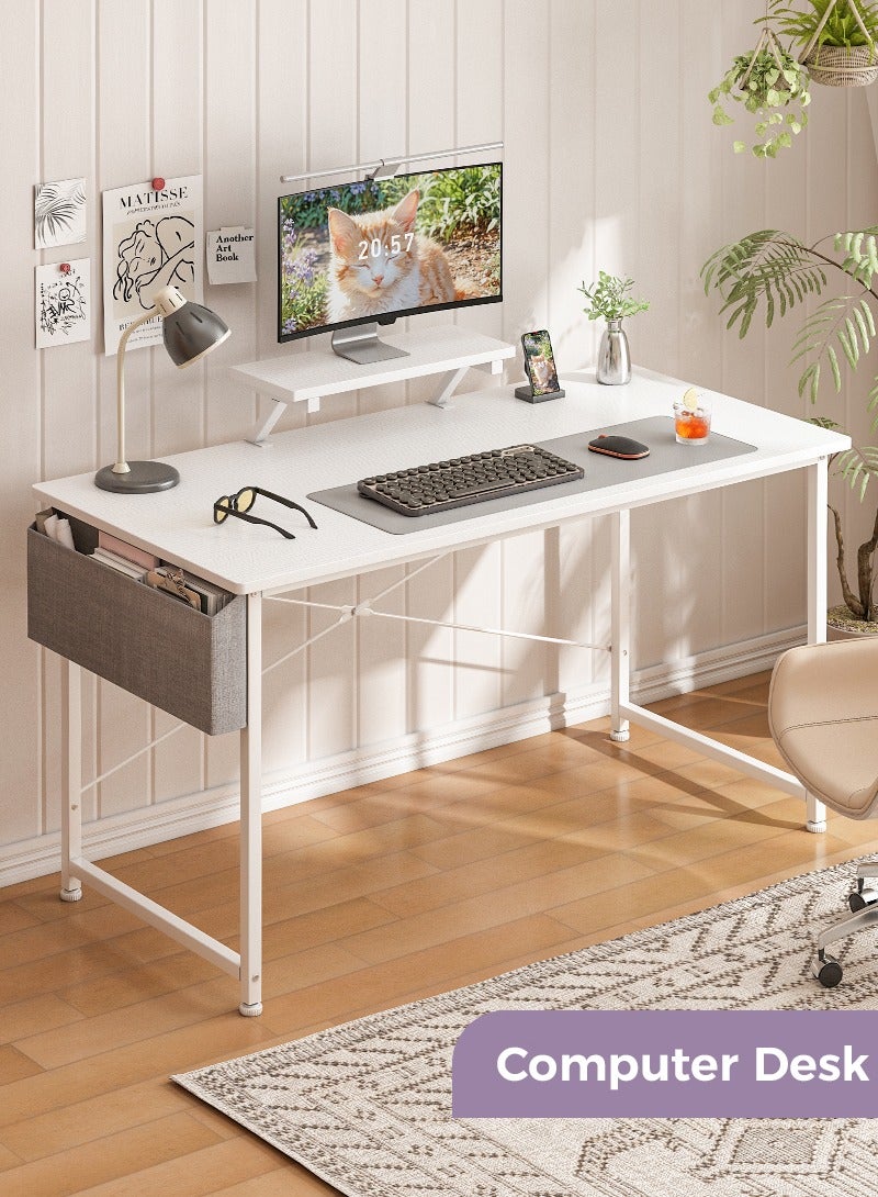 Stubborn Study Desk with Monitor Stand, Office Desk with Storage Bag, Easy Assembly Computer Desk, Study Desk Table for Adults, Home Office Desks & Workstations, 110*50*75CM - Image 2