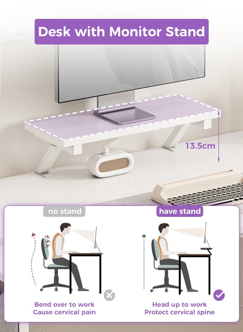 Stubborn Study Desk with Monitor Stand, Office Desk with Storage Bag, Easy Assembly Computer Desk, Study Desk Table for Adults, Home Office Desks & Workstations, 110*50*75CM - Image 4